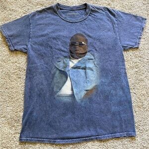 Notorious BIG Men's Size M Blue Stone Wash Biggie Smalls Short Sleeve T-shirt